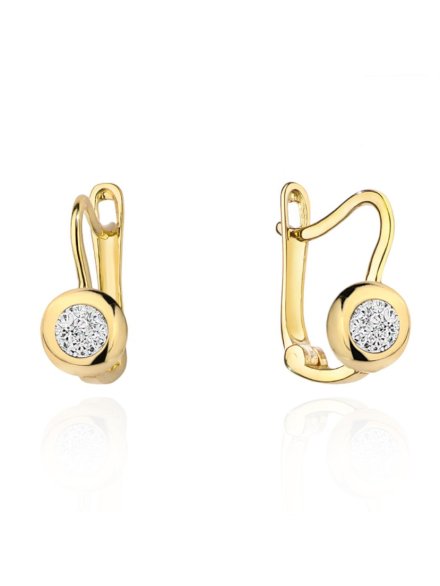 Kolczyki złote ring wypełniony cyrkoniami • Złoto 585 1.09 g
