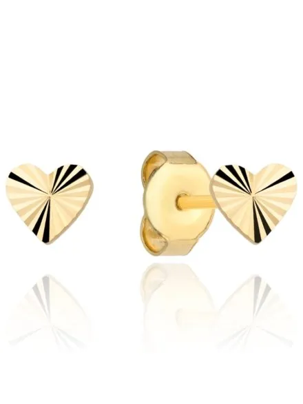 Kolczyki złote serca diamentowane małe • Złoto 585 0.62 g