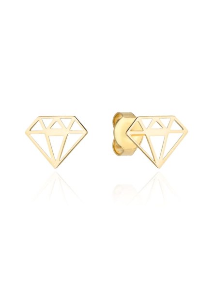 Kolczyki złote diamenty na sztyfcie • Złoto 585 0.59 g