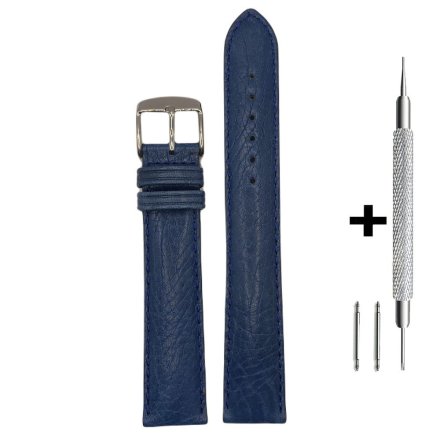 Niebieski pasek 18 mm skórzany CHERMOND A107 + GRATIS dwa teleskopy i narzędzie