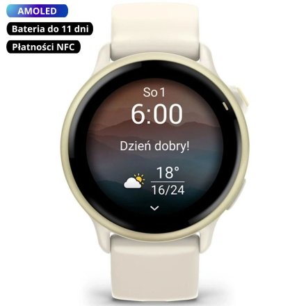 Garmin Vivoactive 6 Lunar gold beżowy smartwatch AMOLED z GPS i muzyką 010-02985-01