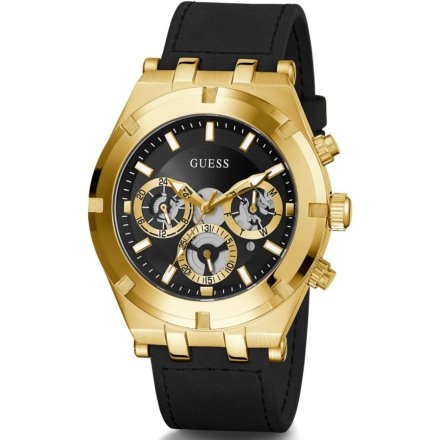 Zegarek męski Guess Continental GW0262G2 złoty z czarnym paskiem