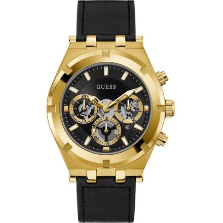 Zegarek męski Guess Continental GW0262G2 złoty z czarnym paskiem