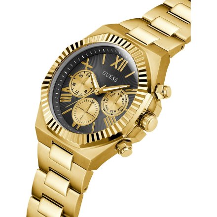 Guess Equity GW0703G5 zegarek męski złoty czarna tarcza