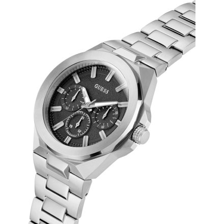 Guess Dashboard GW0798G1 zegarek męski srebrny czarna tarcza