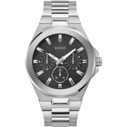 Guess Dashboard GW0798G1 zegarek męski srebrny czarna tarcza