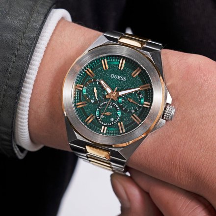 Guess Dashboard GW0798G3 zegarek męski z bransoletką zielona tarcza