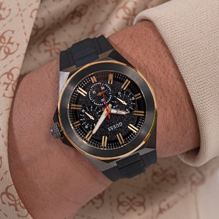Guess Dashboard GW0799G1 zegarek męski czarno-złoty z paskiem