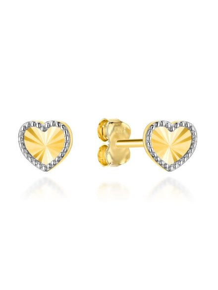 Kolczyki złote diamentowane serca w dwóch kolorach złota • Złoto 585 0.98 g