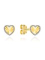 Kolczyki złote diamentowane serca w dwóch kolorach złota • Złoto 585 0.98 g