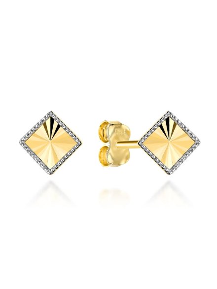 Kolczyki złote diamentowany romb w dwóch kolorach złota • Złoto 585 0.94 g