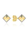 Kolczyki złote diamentowany romb w dwóch kolorach złota • Złoto 585 0.94 g