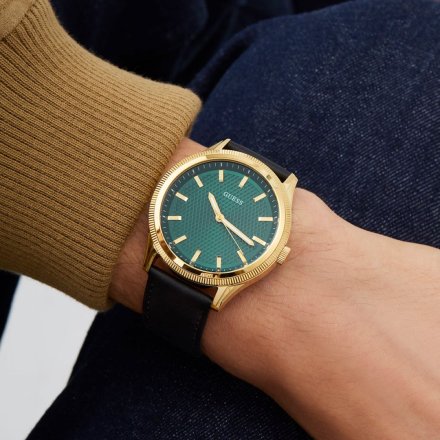 Guess Dex GW0846G1 zegarek męski złoty z zieloną tarczą