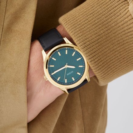 Guess Dex GW0846G1 zegarek męski złoty z zieloną tarczą
