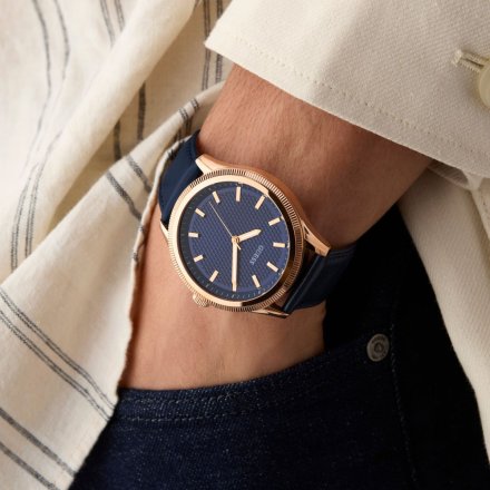 Guess Dex GW0846G2 zegarek męski różowozłoty z granatową tarczą