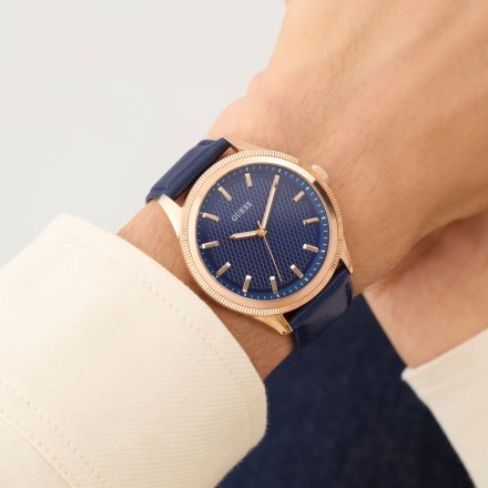 Guess Dex GW0846G2 zegarek męski różowozłoty z granatową tarczą