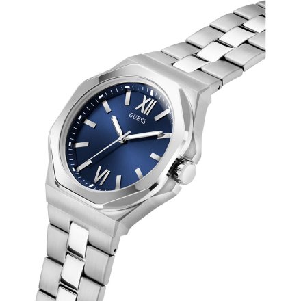 Guess Emperor GW0849G1 srebrny zegarek męski granatowa tarcza