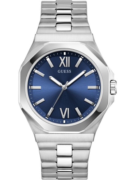Guess Emperor GW0849G1 srebrny zegarek męski granatowa tarcza