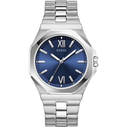 Guess Emperor GW0849G1 srebrny zegarek męski granatowa tarcza