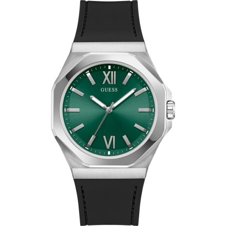 Guess Emperor GW0850G1 srebrny zegarek męski na pasku zielona tarcza