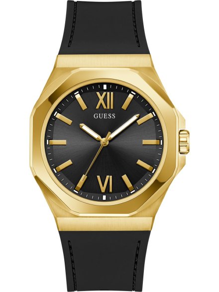 Guess Emperor GW0850G2 złoty zegarek męski na czarnym pasku