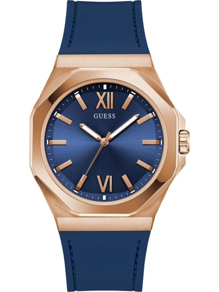 Guess Emperor GW0850G3 różowozłoty zegarek męski na granatowym pasku