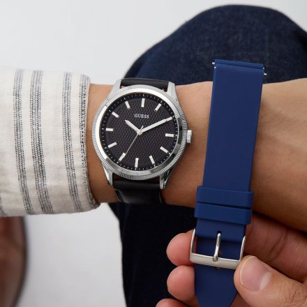 Guess Dex GW0852G1 zegarek męski srebrny ZESTAW DWA PASKI