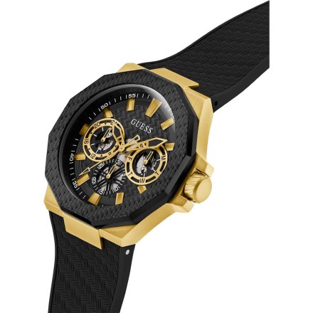 Guess Indy GW0853G2 złoty zegarek męski na czarnym pasku