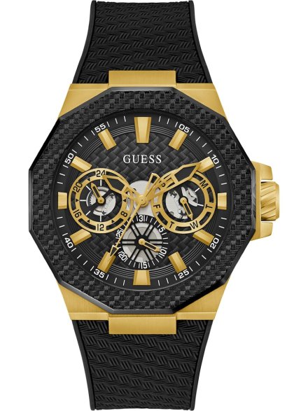 Guess Indy GW0853G2 złoty zegarek męski na czarnym pasku