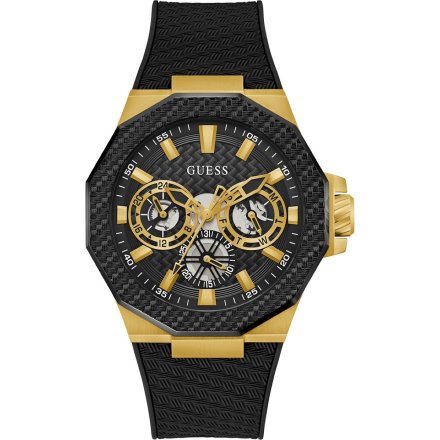 Guess Indy GW0853G2 złoty zegarek męski na czarnym pasku