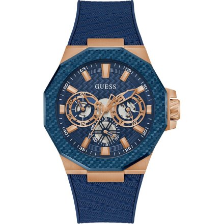Guess Indy GW0853G3 różowozłoty zegarek męski na granatowym pasku
