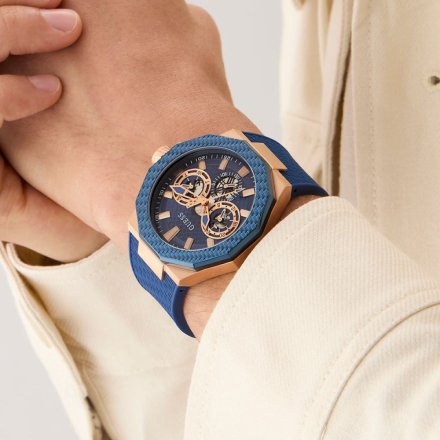 Guess Indy GW0853G3 różowozłoty zegarek męski na granatowym pasku