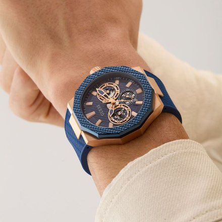 Guess Indy GW0853G3 różowozłoty zegarek męski na granatowym pasku