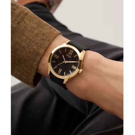 Guess Elliot GW0894G2 złoty zegarek męski z czarnym paskiem