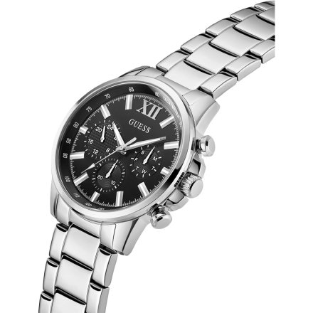 Guess Walker GW0900G1 srebrny zegarek męski czarna tarcza
