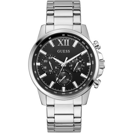 Guess Walker GW0900G1 srebrny zegarek męski czarna tarcza