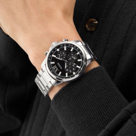 Guess Walker GW0900G1 srebrny zegarek męski czarna tarcza