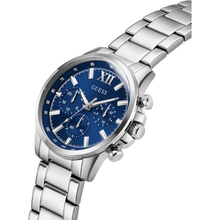 Guess Walker GW0900G4 srebrny zegarek męski niebieska tarcza