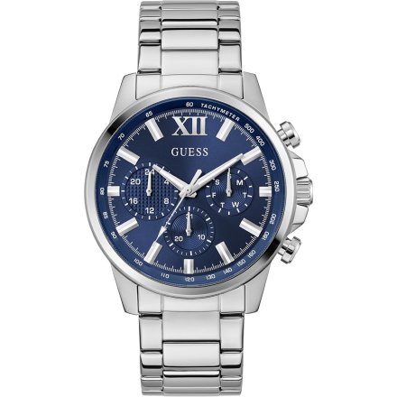 Guess Walker GW0900G4 srebrny zegarek męski niebieska tarcza