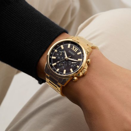 Guess Walker GW0900G3 złoty zegarek męski z czarną tarczą