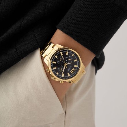 Guess Walker GW0900G3 złoty zegarek męski z czarną tarczą