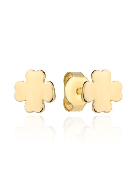 Kolczyki złote czterolistne koniczynki 8mm • Złoto 585 0.88 g