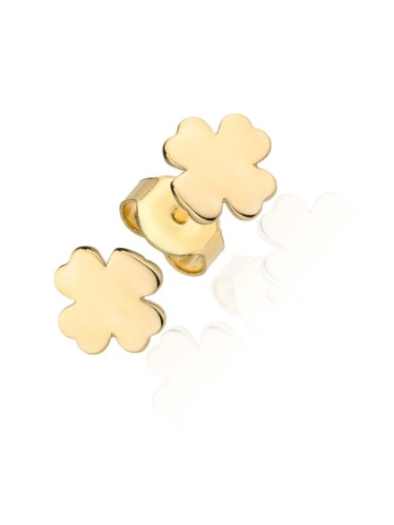 Kolczyki złote czterolistne koniczynki 8mm • Złoto 585 0.88 g