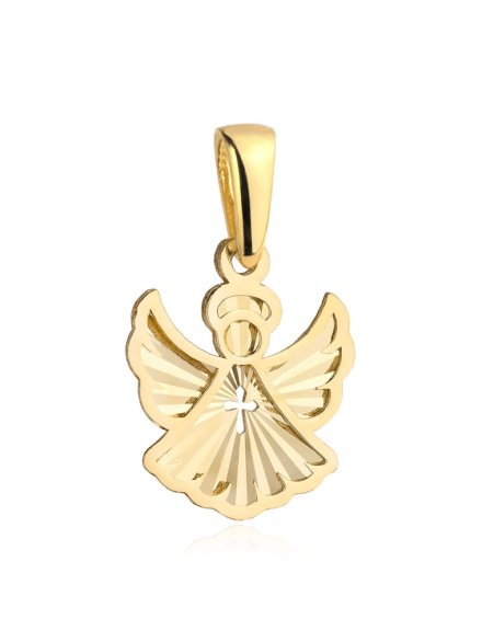 Złota zawieszka aniołek z krzyżykiem • Złoto 585 0.44 g
