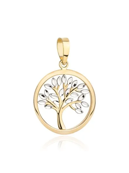 Zawieszka złota drzewko szczęścia w dwóch kolorach złota • Złoto 585 1.26 g