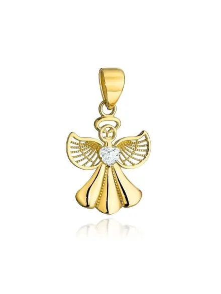 Złota zawieszka aniołek z centralnym serduszkiem • Złoto 585 0.82 g