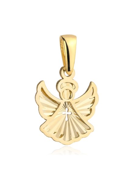 Złota zawieszka diamentowany aniołek z krzyżykiem • Złoto 585 0.43 g