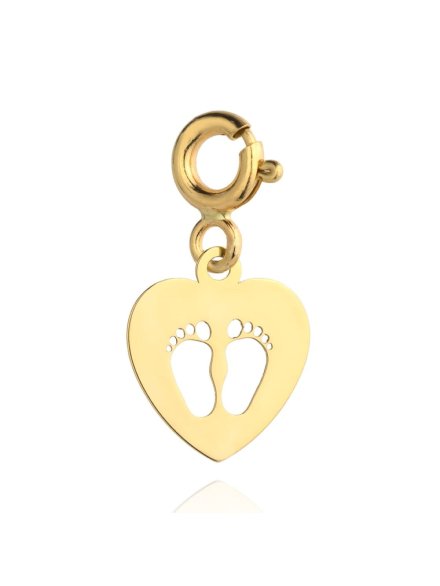 Zawieszka charms złota stópki w sercu • Złoto 585 0.37 g