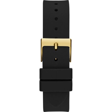 Guess Queen złoty zegarek damski z kryształami i czarnym paskiem GW0536L3