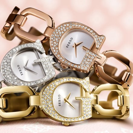 Guess Gia dwukolorowy zegarek damski biżuteryjny koperta G GW0683L6